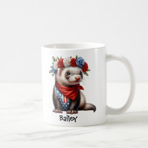 Personalized American Patriotic Ferret Coffee Mug