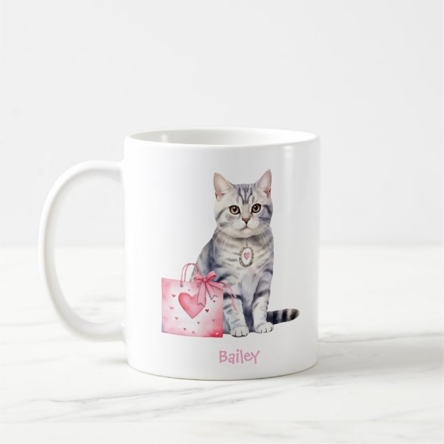 Personalized American Shorthair Cat Valentine's  Coffee Mug (Left)