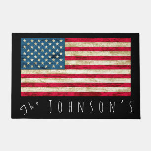 Personalized American United States Flag Door Mat