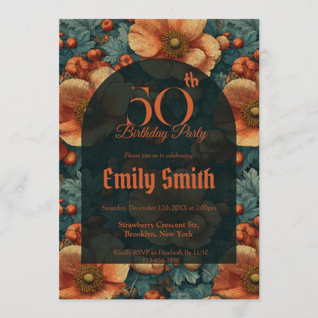 Personalized Anemones Fantasy 60Th Birthday Invitation (Front)