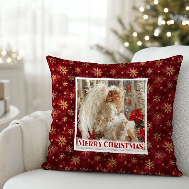 Personalized Angel Red Gold Kids Gift Best Xmas Cushion (Personalized Angel Red Gold Kids Gift Best Christmas Pillow

)