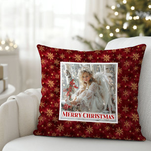 Personalized Angel Red Gold Kids Gift Christmas  Cushion