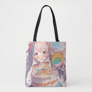 Personalized Anime Birthday Girl Pastel Colors Tote Bag