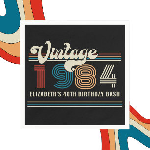 Personalized Any Age Vintage Custom Photo Birthday Napkin