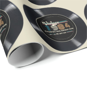 Personalized Any Age Vintage Custom Photo Birthday Wrapping Paper