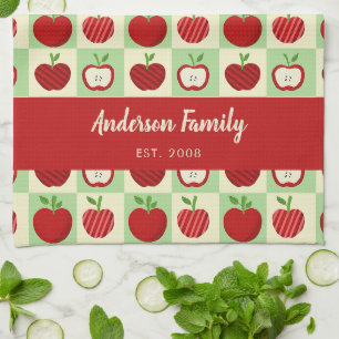 Personalized Apple Farmhouse Fall Family Decor Tea Towel