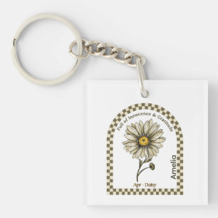 Personalized April Birth Month Flower Tote Bag Key Ring