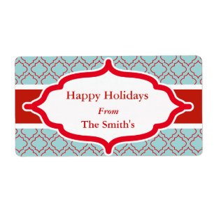 Personalized Aqua Holiday Labels