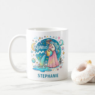 Personalized Aquarius Zodiac Water Bearer  Coffee Mug