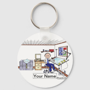 Personalized Architect - Engineer, Male Cartoon Key Ring