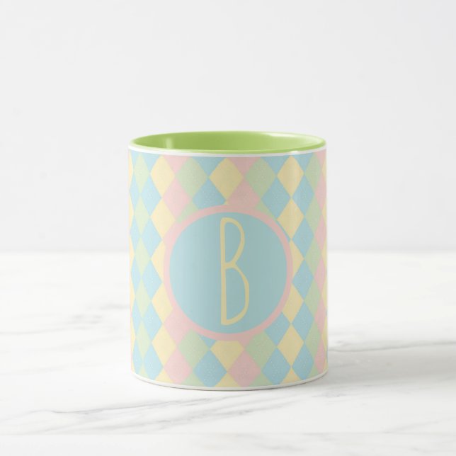 Personalized Argyle spring pastel colored pattern Mug (Center)
