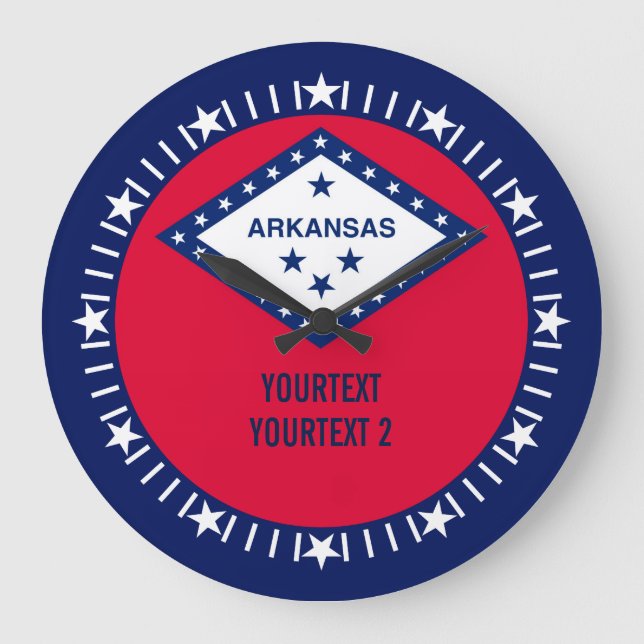 Personalized Arkansas State Flag Design on a Large Clock (Front)