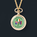 Personalized Armenian Irish USA Shamrock Necklace<br><div class="desc">Celebrate blended heritage with this personalized ladies necklace watch featuring a shamrock with the flags of Armenia,  Ireland,  and the USA. Perfect for family reunions,  Mother's Day,  St. Patrick's Day,  Armenian Independence Day,  and USA Independence Day on the 4th of July.</div>