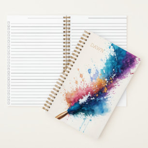 Personalized Artist's Brush Watercolor Splash  Notebook