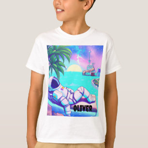 PERSONALIZED ASTRONAUT BEACH KIDS T-SHIRT
