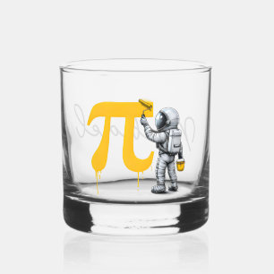Personalized Astronaut Painting Pi Symbol Pi Day Whiskey Glass