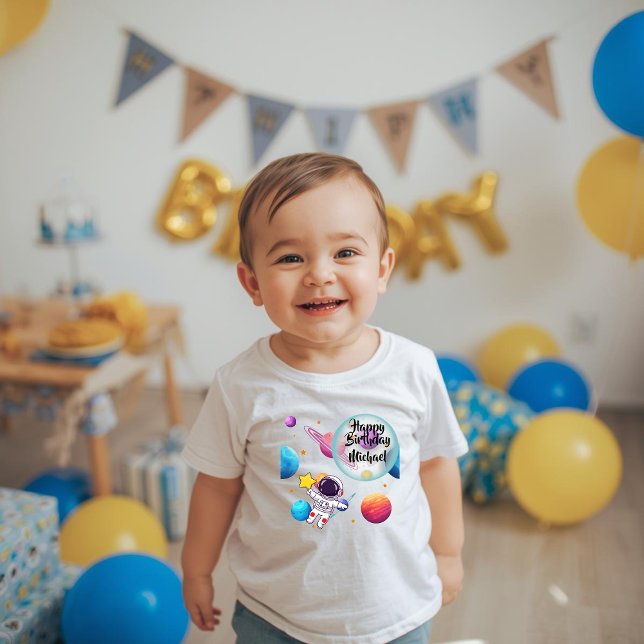 Personalized Astronaut & Planets Birthday T-Shirt (Creator Uploaded)