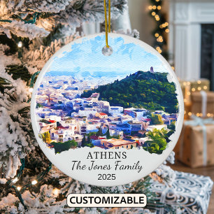 Personalized Athens Ornament, Greece Gift Ceramic Ornament