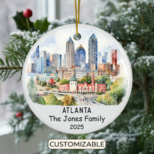 Personalized Atlanta Ornament, Georgia Ceramic Ornament