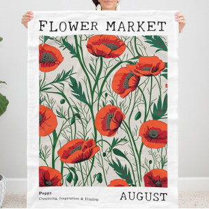 Personalized August Birth Flower Market Print Fleece Blanket