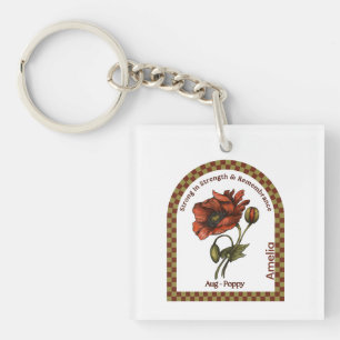 Personalized August Birth Month Flower Key Ring