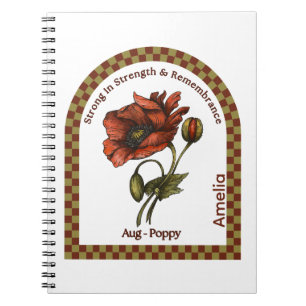Personalized August Birth Month Flower Notebook