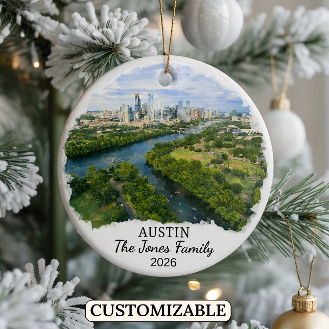Personalized Austin Ornament, Custom Texas Ceramic Ornament (Creator Uploaded)