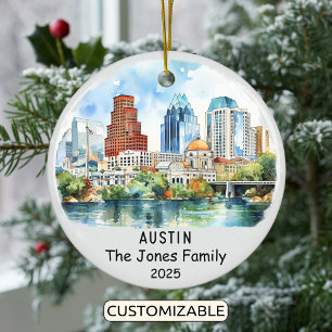 Personalized Austin Ornament, Texas Ceramic Ornament
