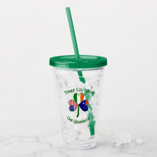 Personalized Australia Ireland USA Shamrock Acrylic Tumbler