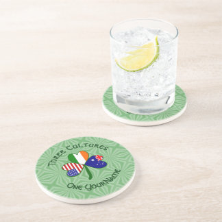 Personalized Australia Ireland USA Shamrock Coaster