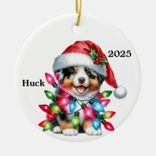 Personalized Australian Shepherd Christmas Dog Ceramic Ornament