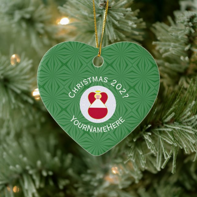 Personalized Austrian Angel Christmas Flag Ceramic Ornament (Tree)
