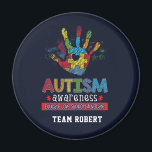Personalized Autism Awareness Educate Advocate Magnet<br><div class="desc">Colorful puzzle hand with a love heart in the middle for your Autism Awareness campaigns. This design has colors all over making it bold, vibrant, and fun. The saying on it delivers a powerful message "Autism Awareness Educate, Love, Support, Advocate". Add your team name by clicking the "Personalize" button above...</div>