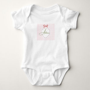 Personalized Autumn Baby Girl Nursery Bow&Gingham  Baby Bodysuit