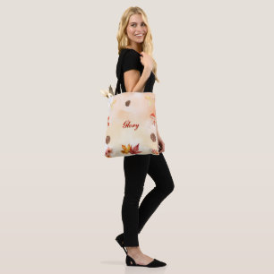 Personalized Autumn Fall Leaves Forest Designed Tote Bag