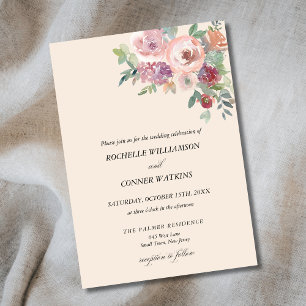Personalized Autumn Lavender Blush Wedding Invitation