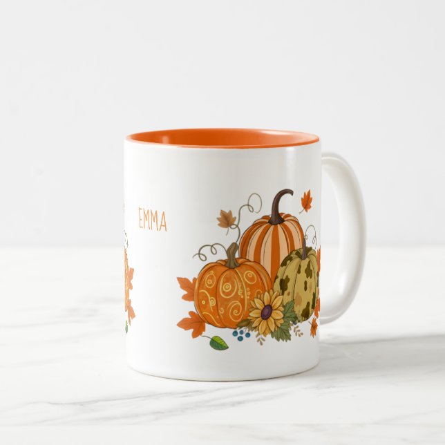 Personalized Autumn Pumpkin Patch Custom Name Mug (Front Right)
