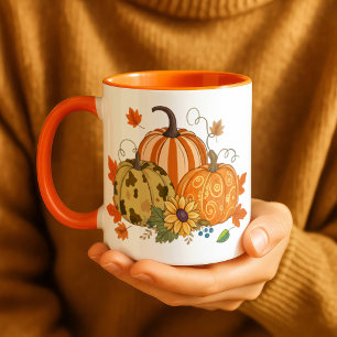 Personalized Autumn Pumpkin Patch Custom Name Mug