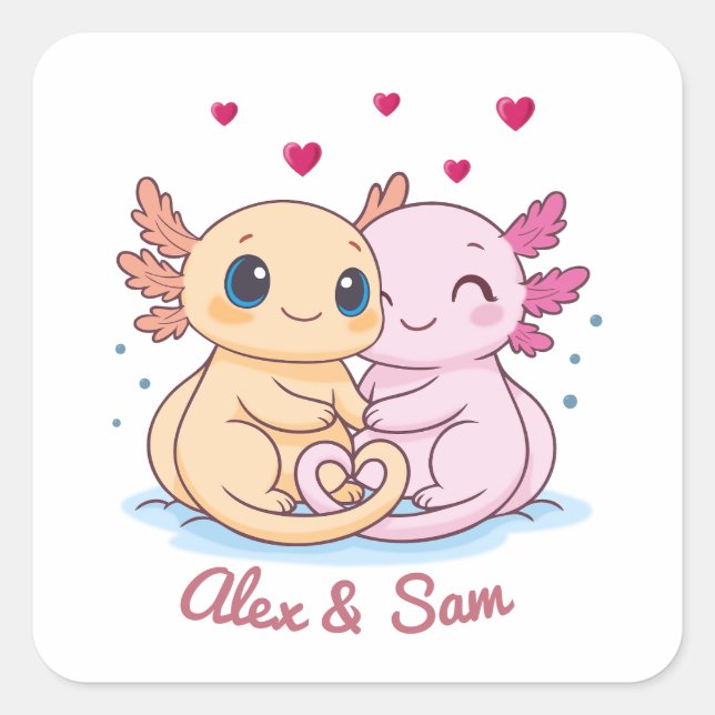 Personalized Axolotl Valentine Sticker (Front)