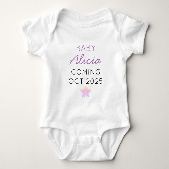 PERSONALIZED BABY ANNOUNCEMENT BABY BODYSUIT (Front)