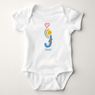 personalized baby body with letter animals baby bodysuit