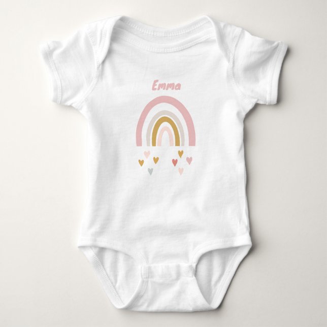 Personalized baby body with name and rainbow baby bodysuit (Front)