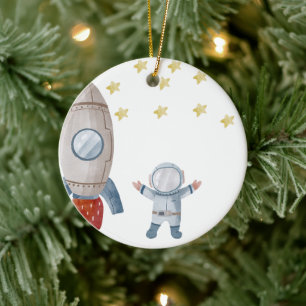 Personalized Baby Boy Astronaut First Christmas Ceramic Ornament