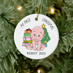 Personalized Baby Boy First Christmas Ornament