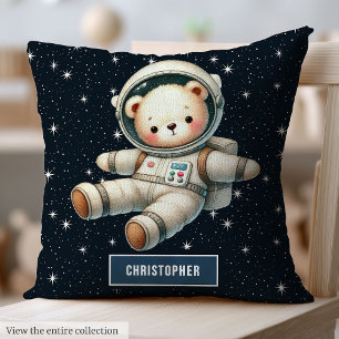 Personalized Baby Boy Pillow Teddy Bear Astronaut