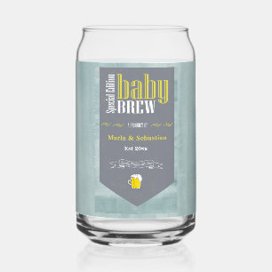 Personalized Baby Brew Beer Label Funny Shower  Can Glass