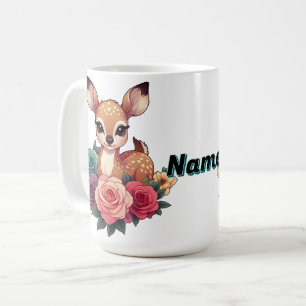 Personalized Baby Deer with Roses Coffee Mug