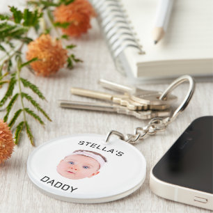 Personalized Baby Face Photo Dad Gift Key Ring
