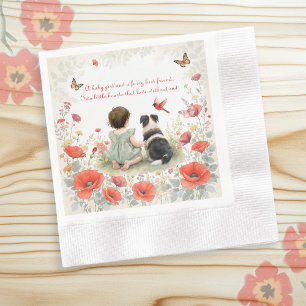 Personalized Baby Girl and her Puppy Baby Shower  Napkin