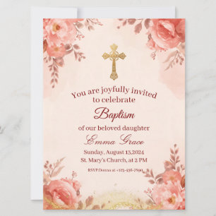 Personalized Baby Girl Baptism Invitation